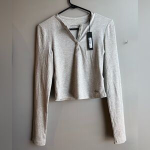 Oner Active At Home Night Button Down Long Sleeve Top Grey Marl